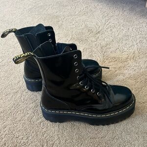 Dr. Marten Jadon platform combat boot, black polished smooth